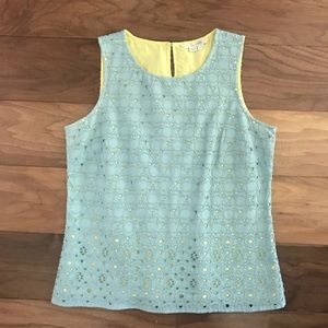 Blue/Yellow Boden eyelet top - Sz 8